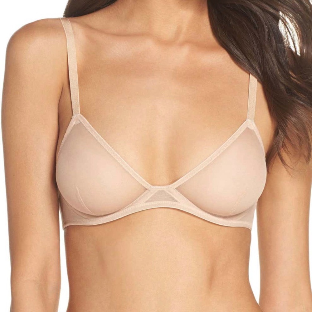 Free People nude mesh triangle underwire bra 34B